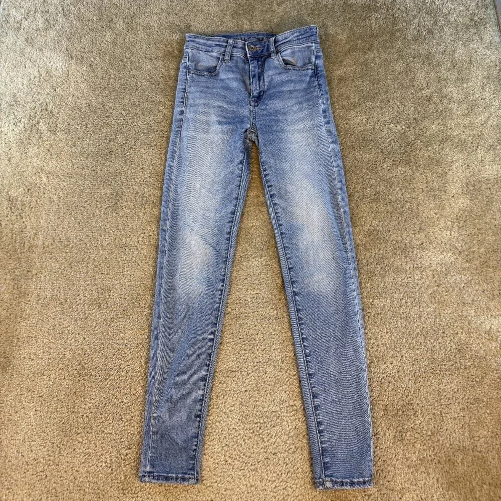 American Eagle Jeans Women Sz 2 Blue Denim Hi Rise Jegging Next Lvl Stretch F457